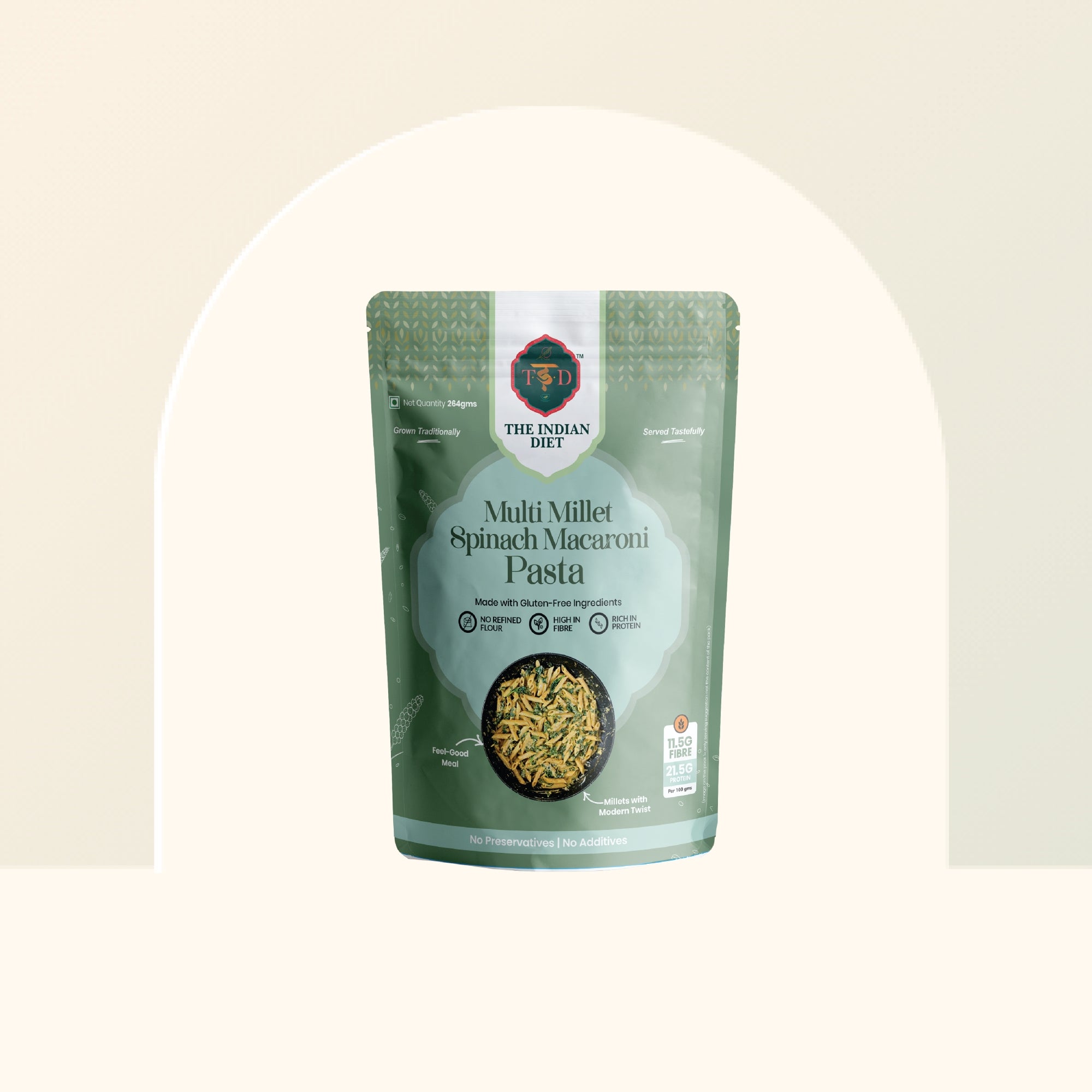 Multi Millet Spinach Macaroni Pasta